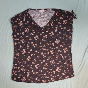 Maurices Black and Pink Floral Blouse